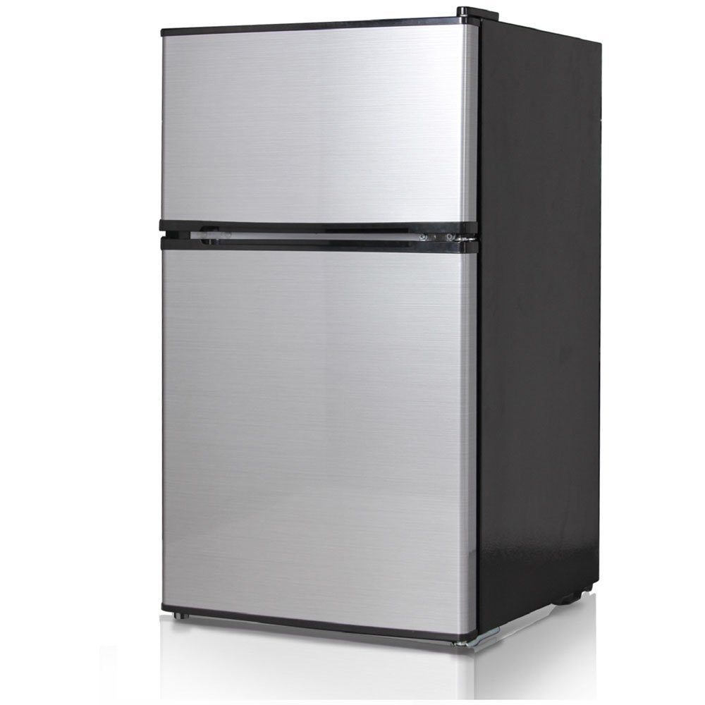 Midea WHD-127FB1 Compact Reversible Double Door Refrigerator and Freezer, 3.5 Cubic Feet, Black