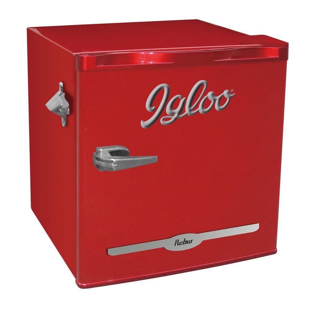 Igloo FR176-RED 1.6 cu. ft. Retro Bar Fridge with Side Bottle Opener, Red