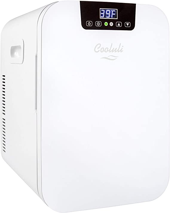 Cooluli Concord White 20 Liter Compact Cooler Warmer Mini Fridge for Bedroom