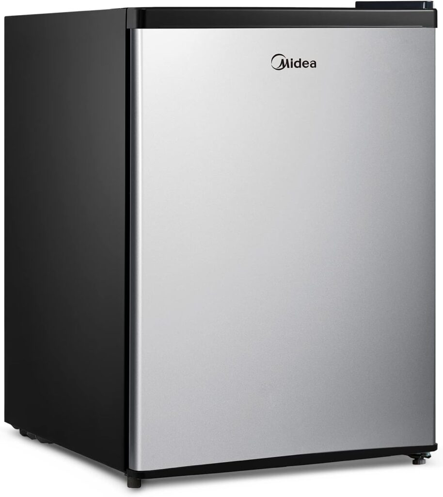 Midea WHS-87LSS1 Refrigerator, 2.4 Cubic Feet, Stainless Steel