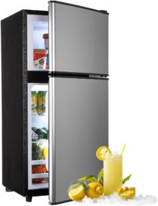 Krib Bling-FLS-80-SILVER Mini Fridge with Freezer, Silver