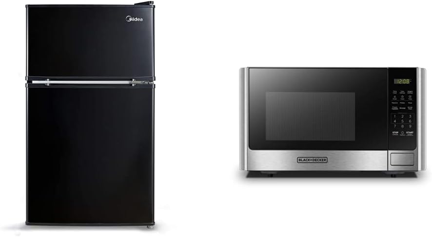 Midea WHD-113FB1 Double Door Mini Fridge with Freezer for Bedroom Office or Dorm