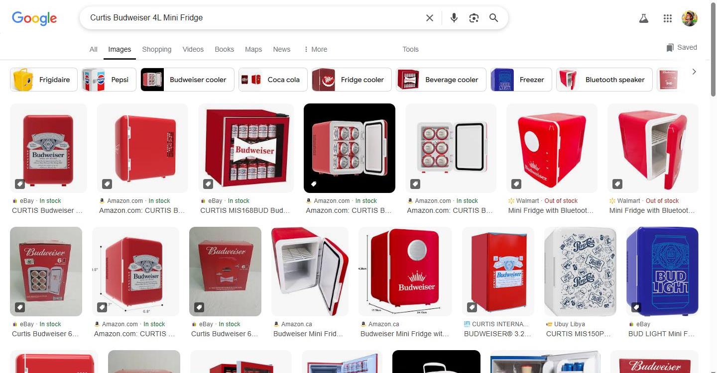 Budweiser Mini Fridge Found in Search Results