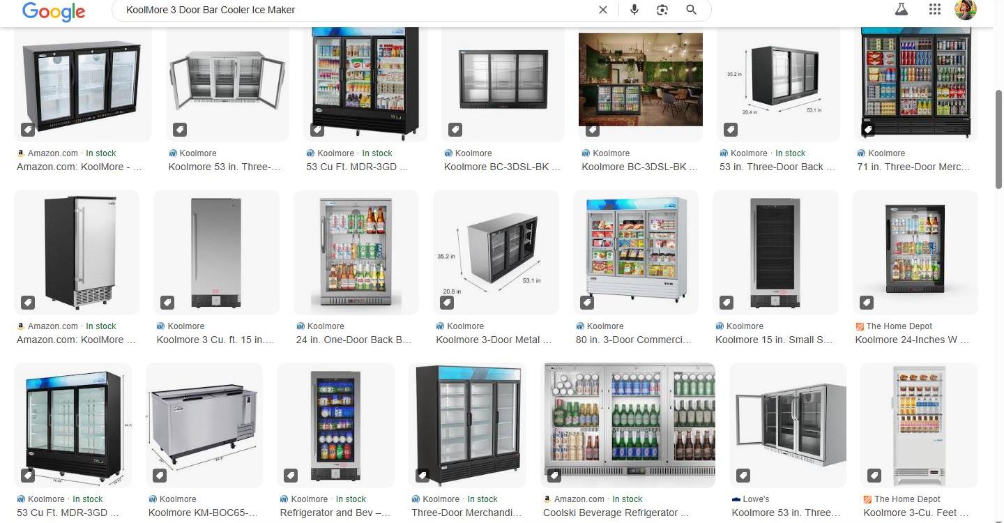 Search Results for KoolMore 3-Door Bar Cooler & Ice Maker