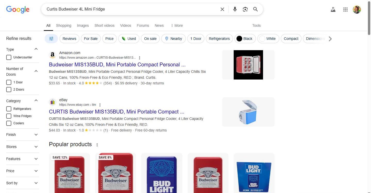 Search Results for Curtis Budweiser 4L Mini Fridge