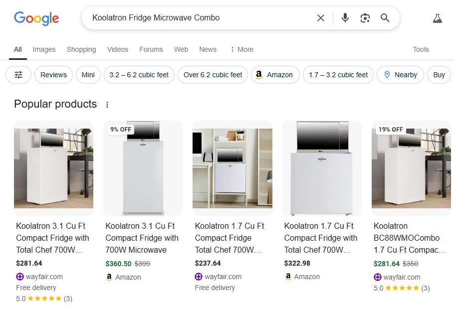 Koolatron Fridge Microwave Combo Products Listed Online