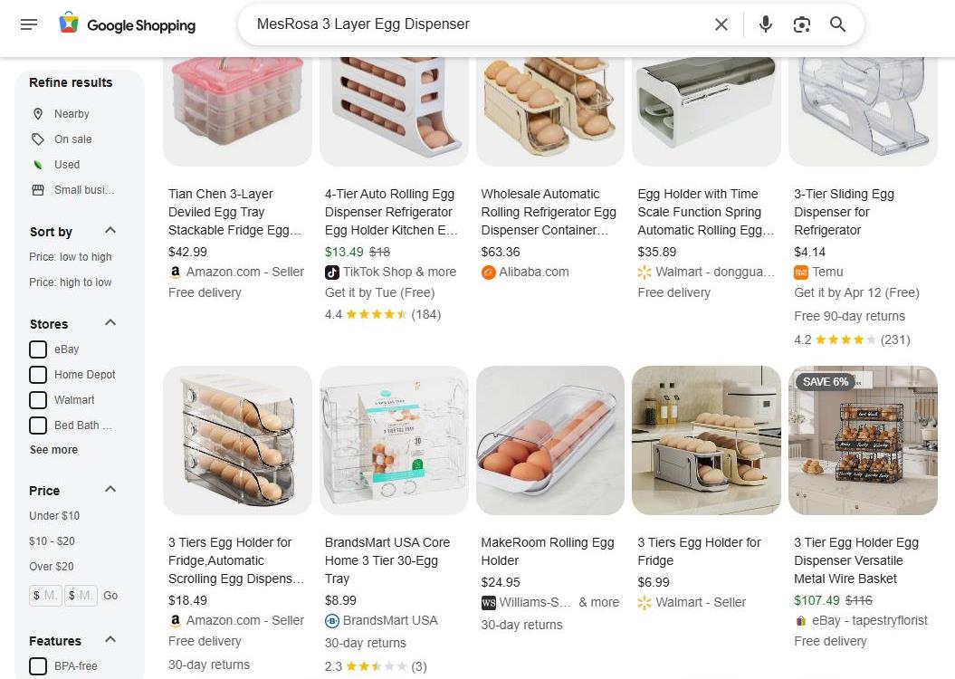 Google Shopping Results for MesRosa 3 Layer Egg Dispenser