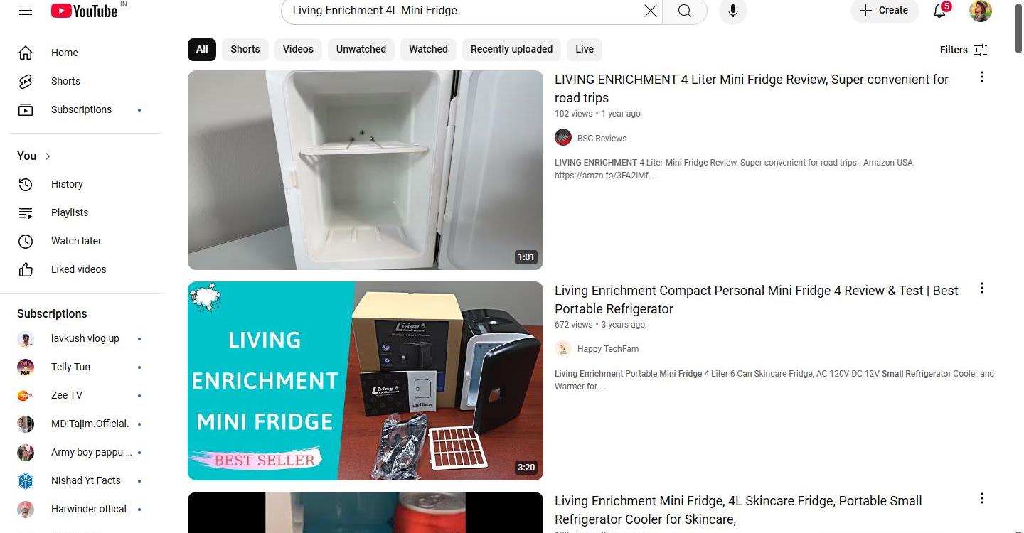 YouTube Search Results for 'Living Enrichment 4L Mini Fridge'